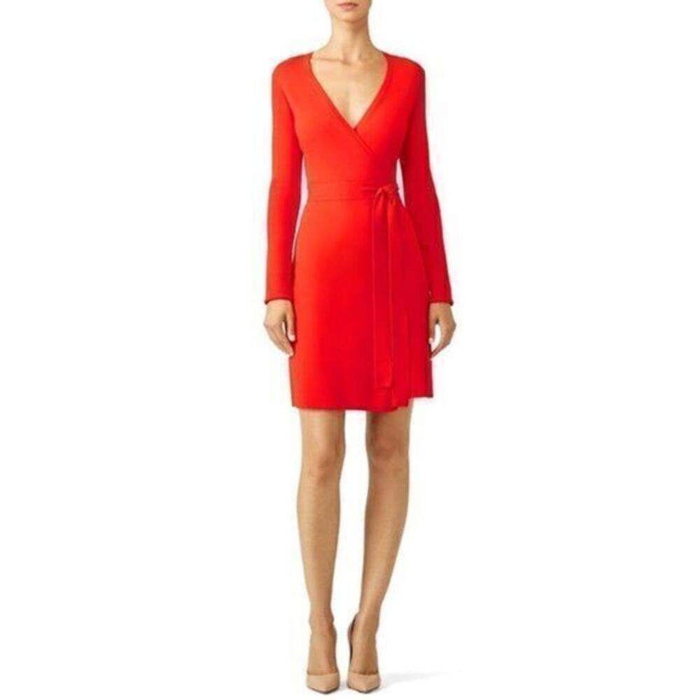 DVF Red Knit Red Knit Wrap Mini DressMEDIUM US 8-10